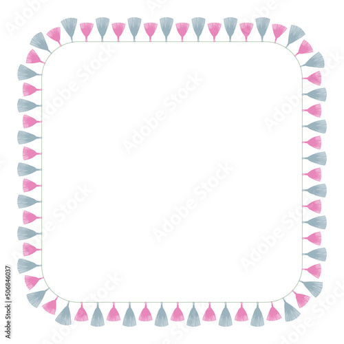 Tassel frame. Square decorative border.