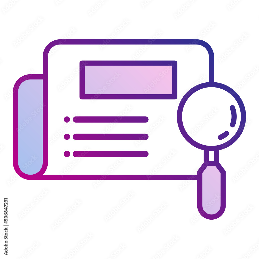 newspaper icon and magnifying glass newspaper icon and magnifying glass