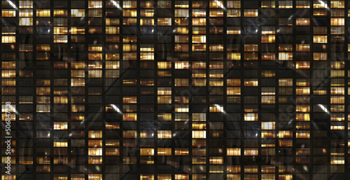 windows building front facade by night