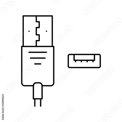 usb type a line icon vector illustration