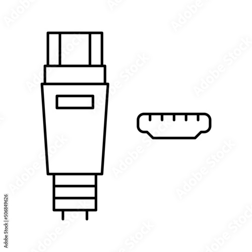 usb mini a line icon vector illustration