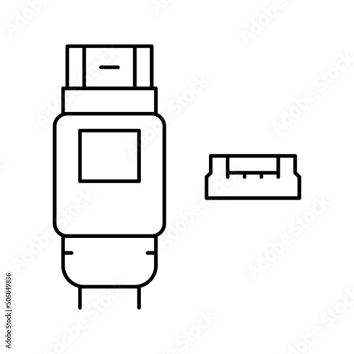 usb mini b line icon vector illustration