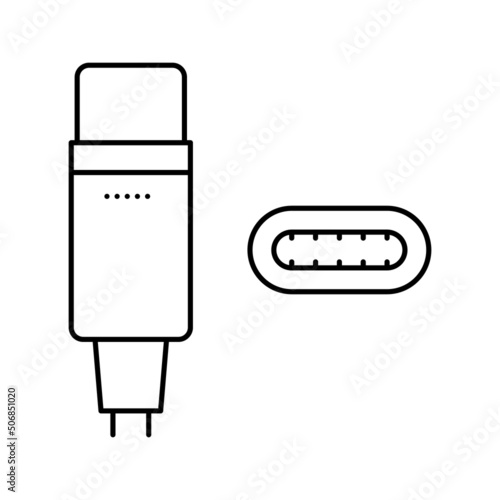 usb type c line icon vector illustration