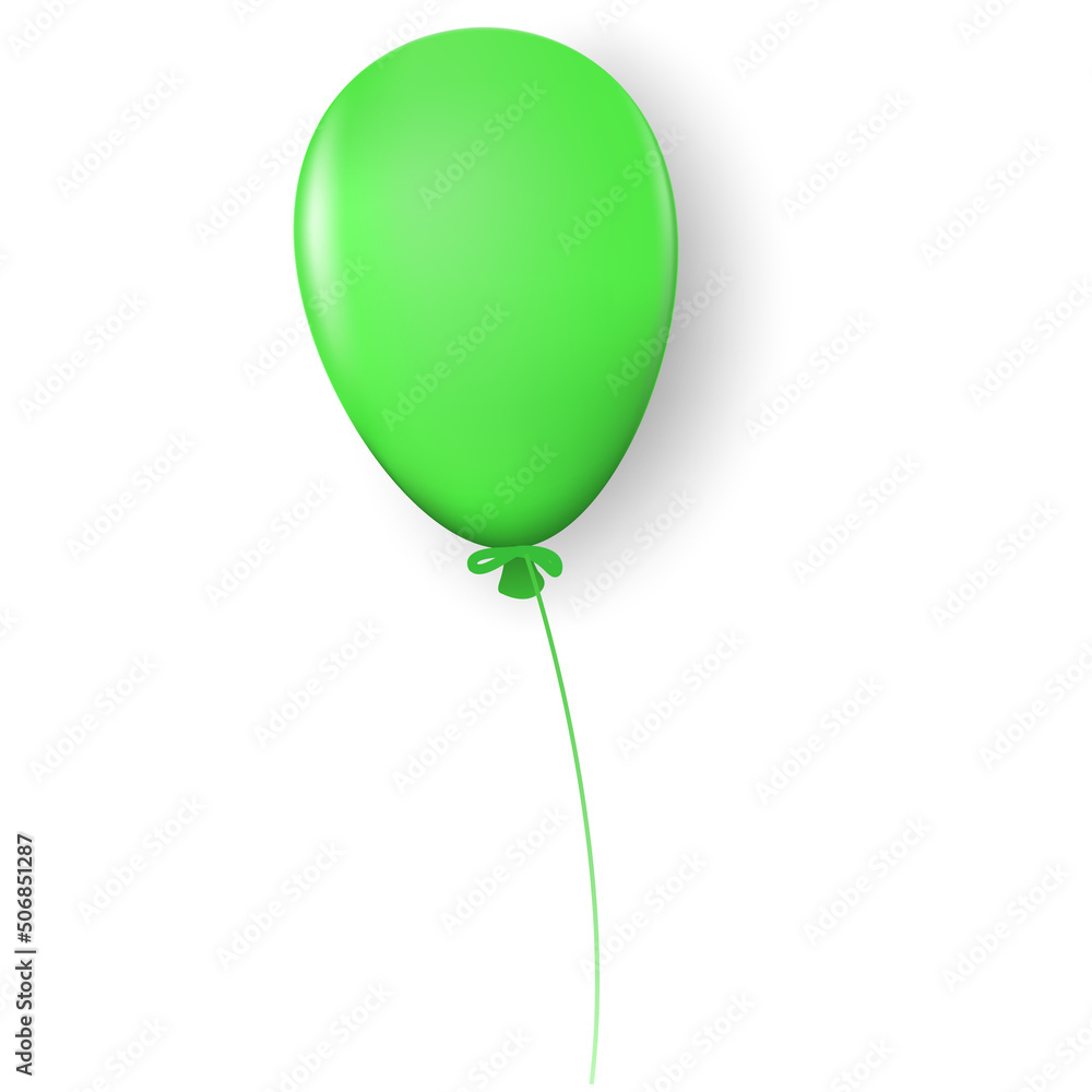 Green balloon with highlights and shadow on rope isolated on white background. Green balloon with highlights and shadow on rope isolated on white background.