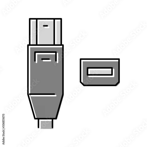 thunderbolt port color icon vector illustration