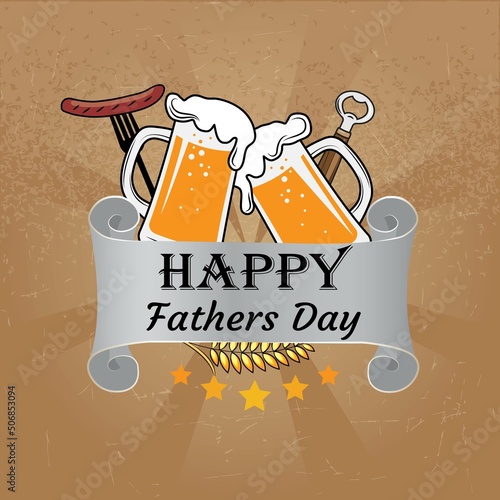 Fathers day card illustration pub bar poster beer theme topic masculine