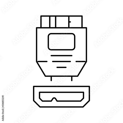 usb micro b line icon vector illustration