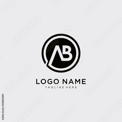 Letter AB logo circle design template.
