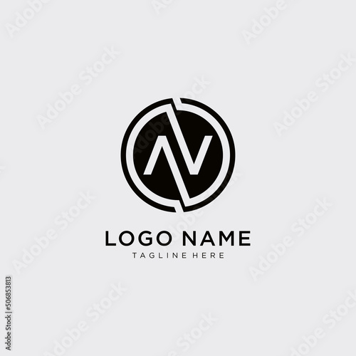 Letter AV logo circle design template.