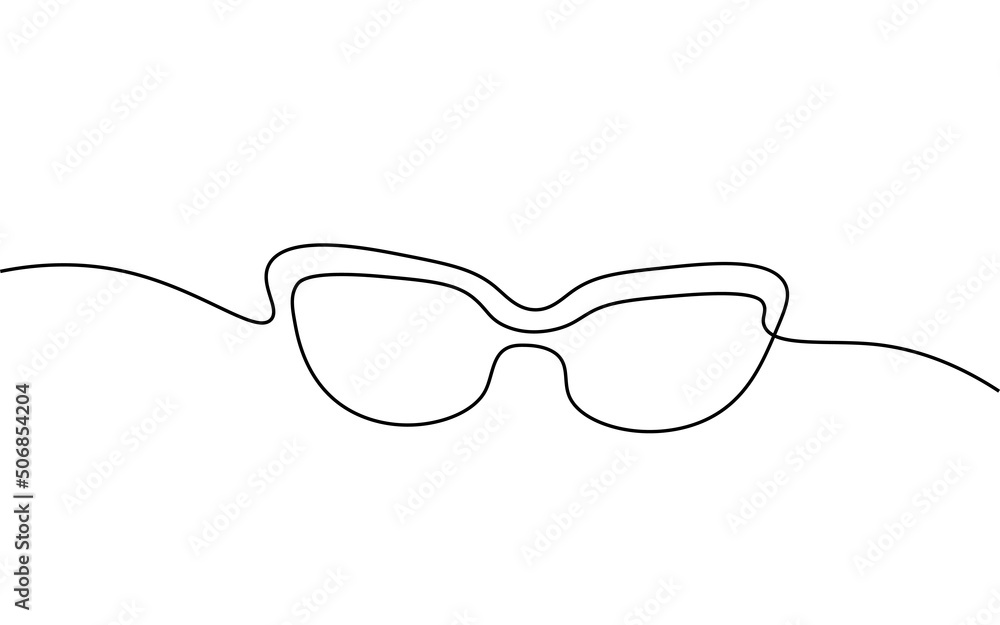 Single continuous one line art sunglasses. Sea voyage holiday tropical journey concept. Design sketch outline drawing vector illustration Single continuous one line art sunglasses. Sea voyage holiday tropical journey concept. Design sketch outline drawing vector illustration