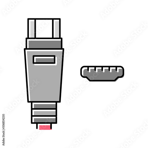 usb mini a color icon vector illustration