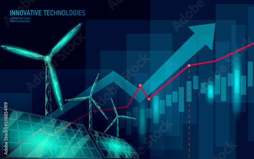 3D windmills ecology forest concept. Save environment wind green tree energy sustainable power. Eco global planet solution. Triangle vector illustration art