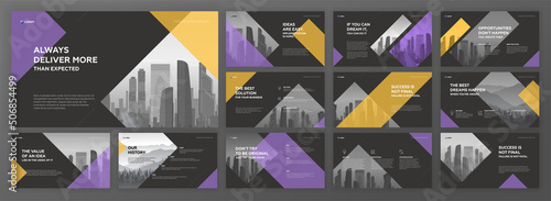 Business powerpoint presentation templates set. Use for modern keynote presentation background, brochure design, website slider, landing page, annual report, company profile.