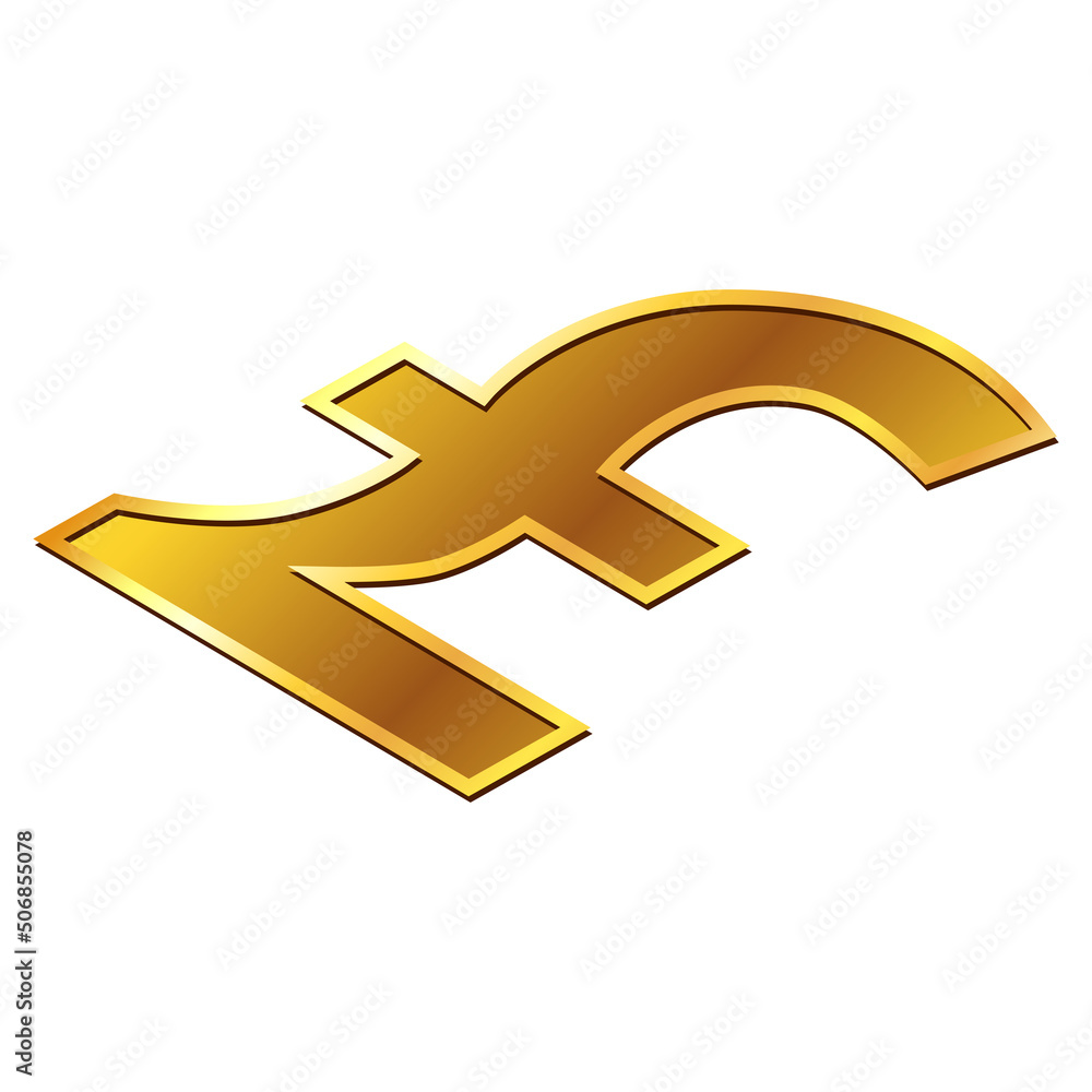 Fototapeta premium Great britain pound GBP currency golden sign in isometric top view isolated on white background. Currency by Central Bank of United Kingdom.