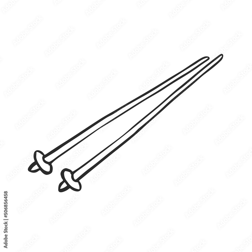 Knitting needles in line vector illustration Knitting needles in line vector illustration