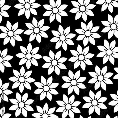 White floral background on black background