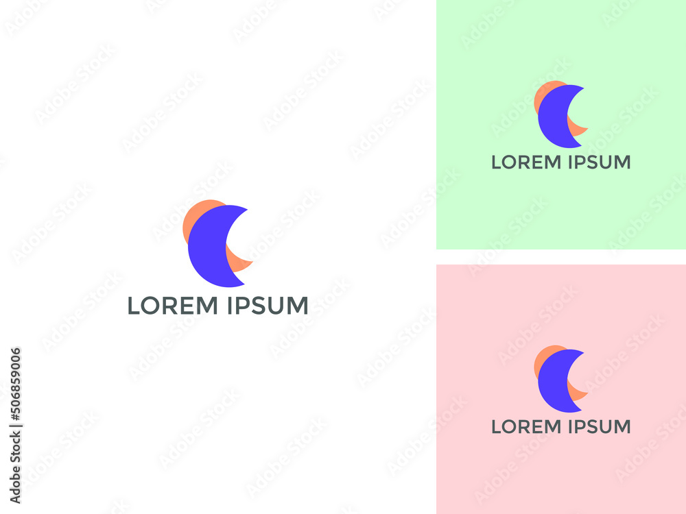 Obraz premium ILLUSTRATION ABSTRACT CRESCENT MOON LOGO DESIGN VECTOR