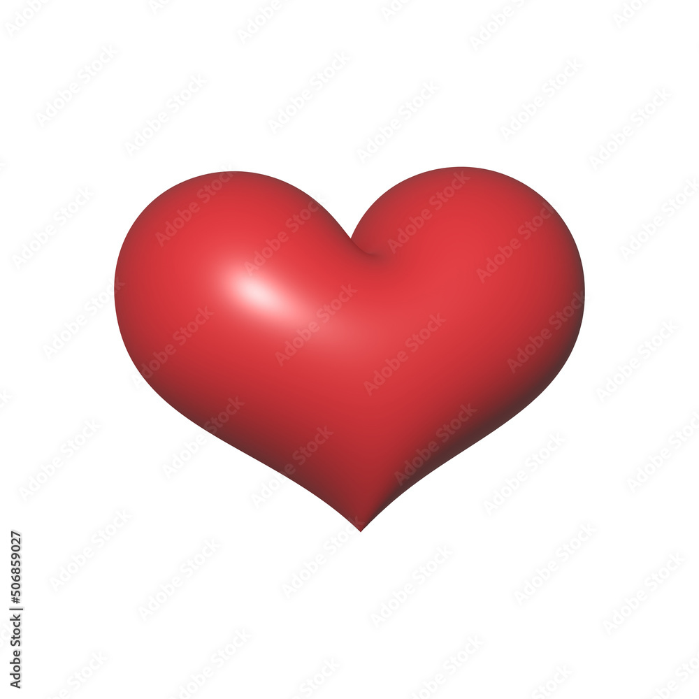 red shiny heart on a white isolated background, 3d rendering red shiny heart on a white isolated background, 3d rendering