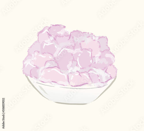Taiwan taro shaved ice for summer dessert in flat realistic illustration art design