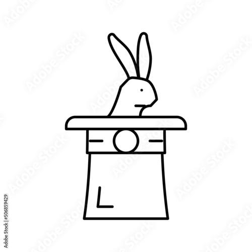 rabbit in hat line icon vector illustration