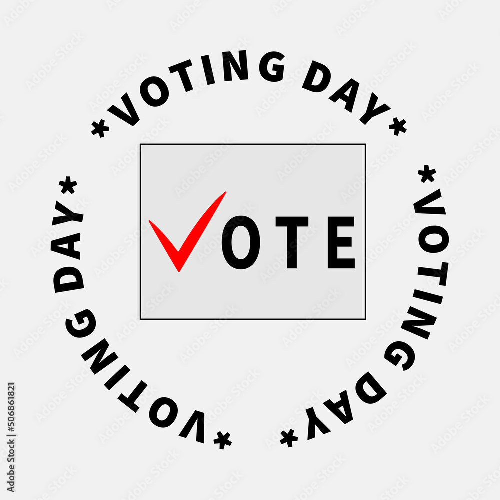 VOTE inscription on paper sheet. V letter like red tick. VOTING DAY text in circle. Close-up. Election day, right choice, victory. Voting concept. Make political choice. Election campaign, voters poll VOTE inscription on paper sheet. V letter like red tick. VOTING DAY text in circle. Close-up. Election day, right choice, victory. Voting concept. Make political choice. Election campaign, voters poll