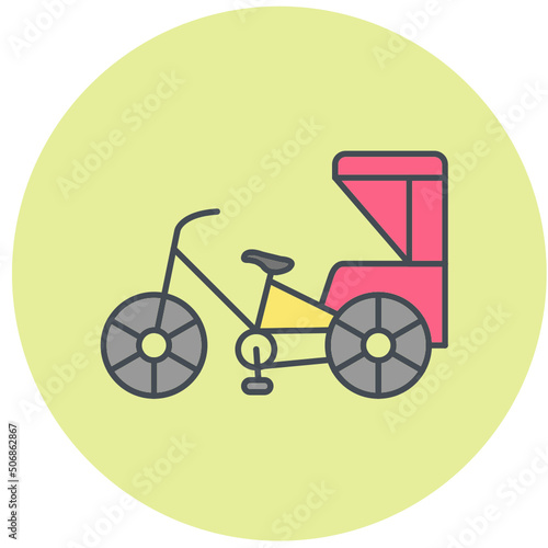 Cycle Rickshaw Icon Design