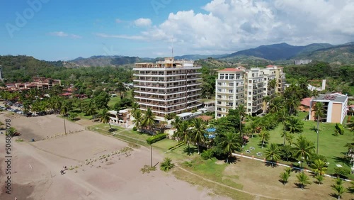 Aerial footage of the beach on a sunny day, from a hotel in Costa Rica, Aerial drone images, Beach Jaco, Puntarenas, Costa Rica, Jim Up photo