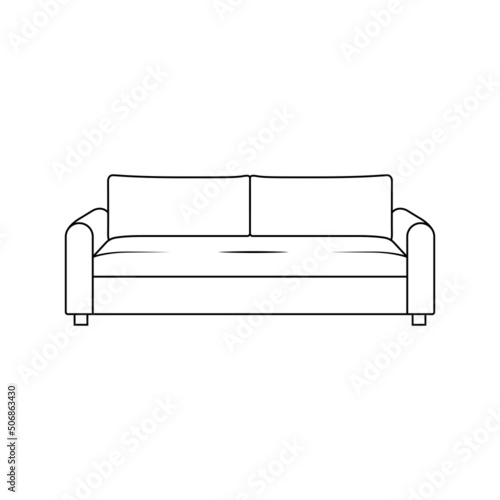 Sofa Outline Icon Illustration on Isolated White Background