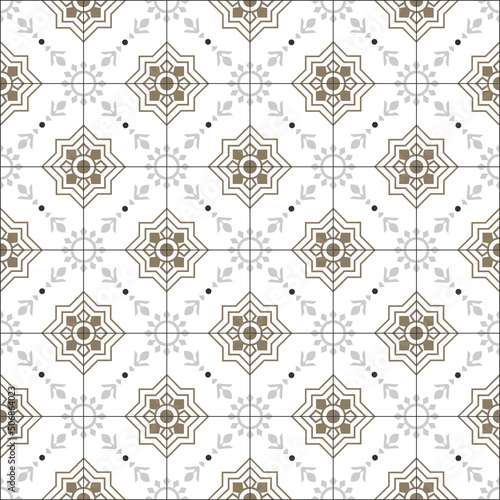 Traditional decorative color portuguese seamless vector pattern. The tile is azulejo. Geometric patterns and backgrounds for your design. Vector illustration.