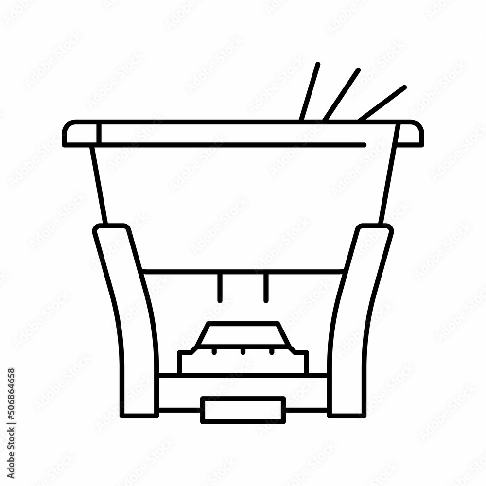 cast iron fondue pot line icon vector illustration cast iron fondue pot line icon vector illustration
