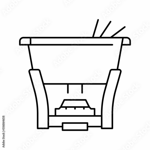 cast iron fondue pot line icon vector illustration