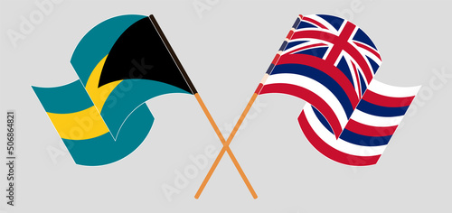 Crossed and waving flags of the Bahamas and The State Of Hawaii photo