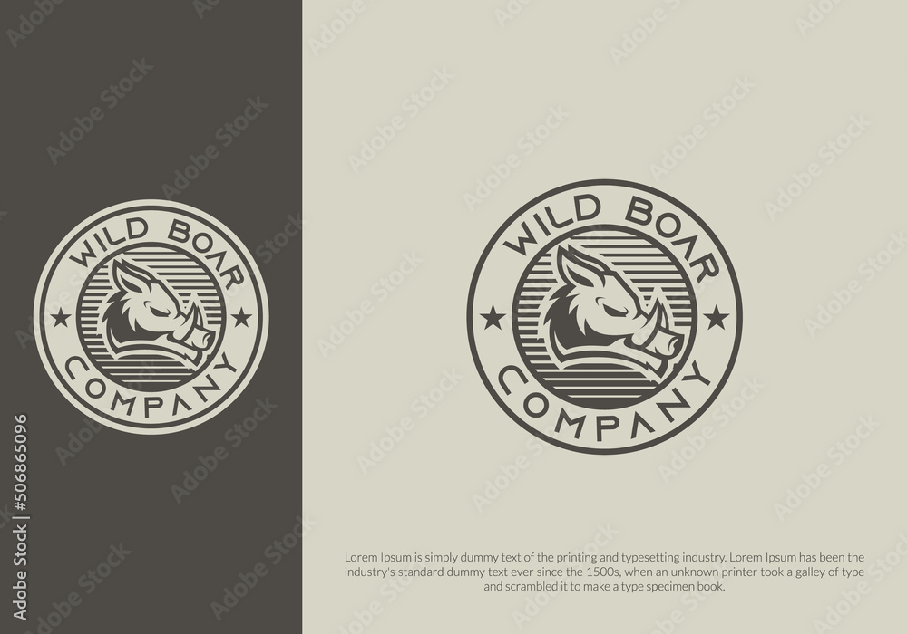 wild boar emblem logo design. logo template wild boar emblem logo design. logo template