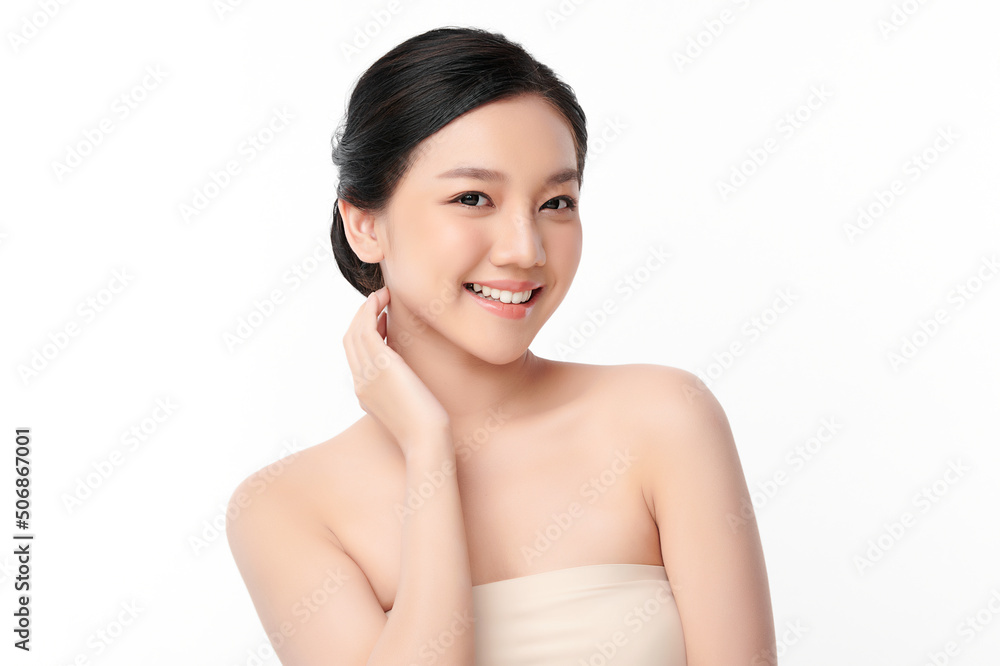 Beautiful young asian woman with clean fresh skin on white background, Face care, Facial treatment, Cosmetology, beauty and spa, Asian women portrait. Beautiful young asian woman with clean fresh skin on white background, Face care, Facial treatment, Cosmetology, beauty and spa, Asian women portrait.