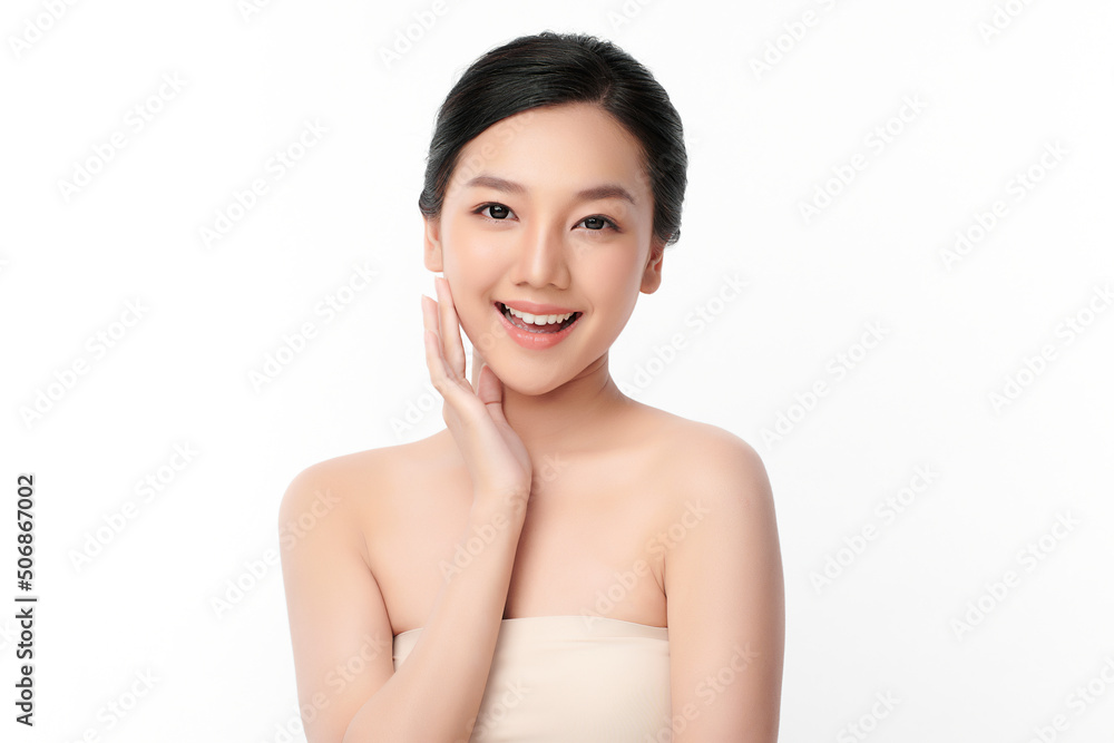 Beautiful young asian woman with clean fresh skin on white background, Face care, Facial treatment, Cosmetology, beauty and spa, Asian women portrait. Beautiful young asian woman with clean fresh skin on white background, Face care, Facial treatment, Cosmetology, beauty and spa, Asian women portrait.