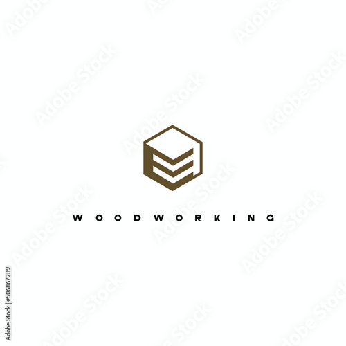 
illustration consisting of a picture of a piece of wood and the inscription "woodworking" in the form of a symbol or logo
