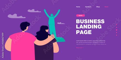 People listening speech of virtual public speaker. Podium speaker speaking to audience during online meeting flat vector illustration. Oratory concept for banner, website design or landing web page