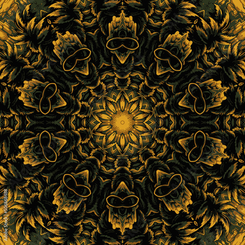Unique rare and colorful psychedelic surreal Mandala