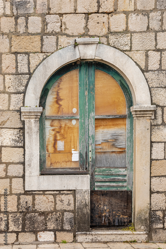 Unique boarded up doorway in the famous town of Ston Unique boarded up doorway in the famous town of Ston