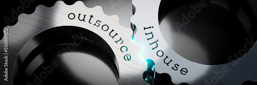 Papier peint Inhouse, outsource - gears concept - 3D illustration