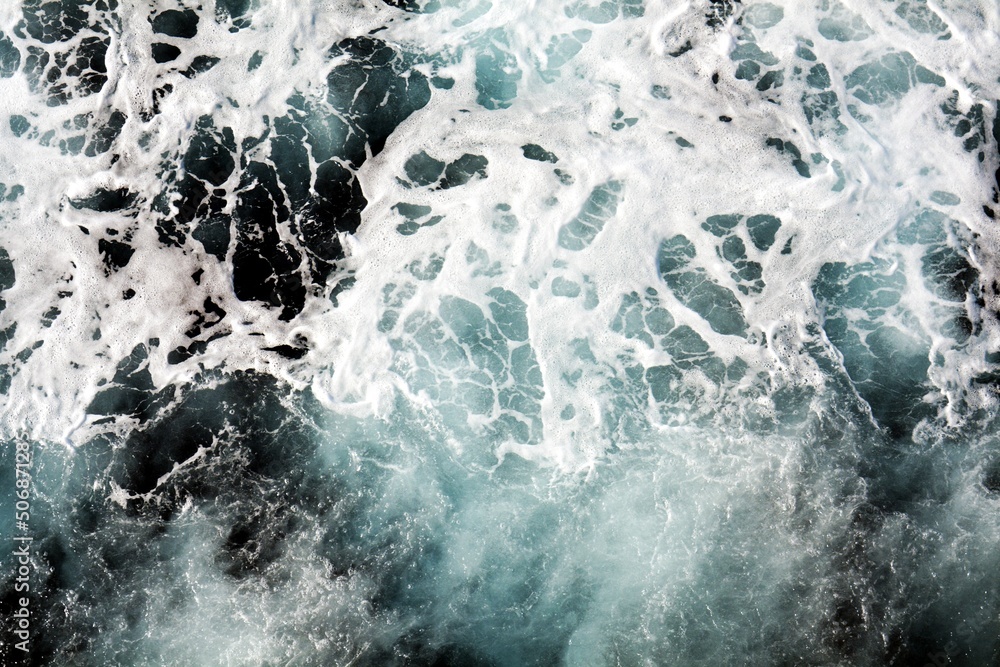 Violent waves, sea water splash background