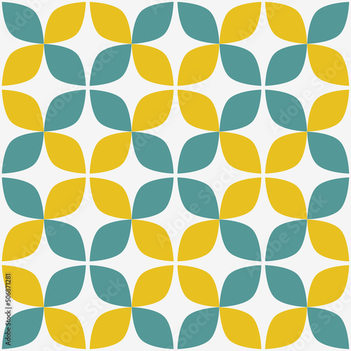 Blue and yellow floral seamless tile vintage pattern.