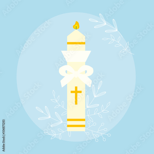 first Holy Communion, Baptismal candle- vector illustration