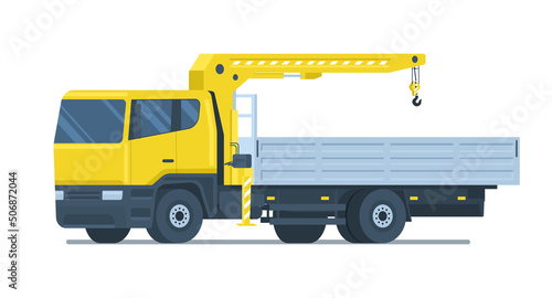 Truck mounted crane isolated. Vector illustration.