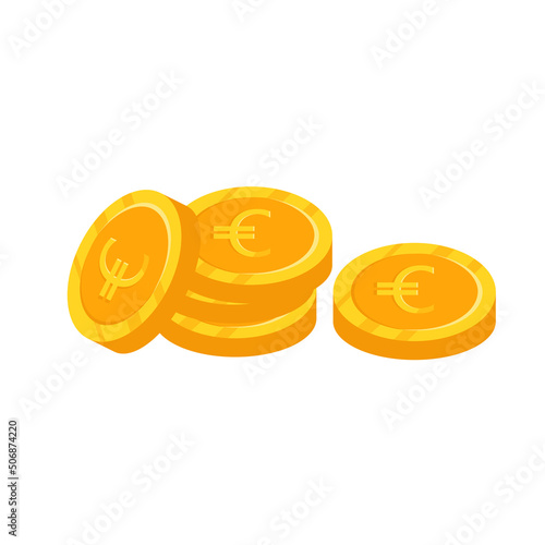 Gold euro handful of coins. Vector illustration