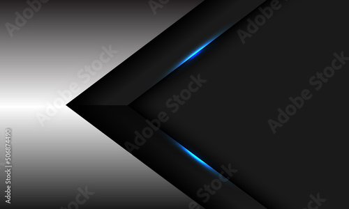 Abstract silver black arrow blue light direction geometric with bank space design modern futuristic technology creative vector