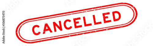 Grunge red cancelled word rubber seal stamp on white background