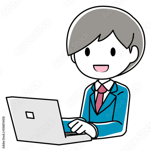 PCを操作する男性のイラスト