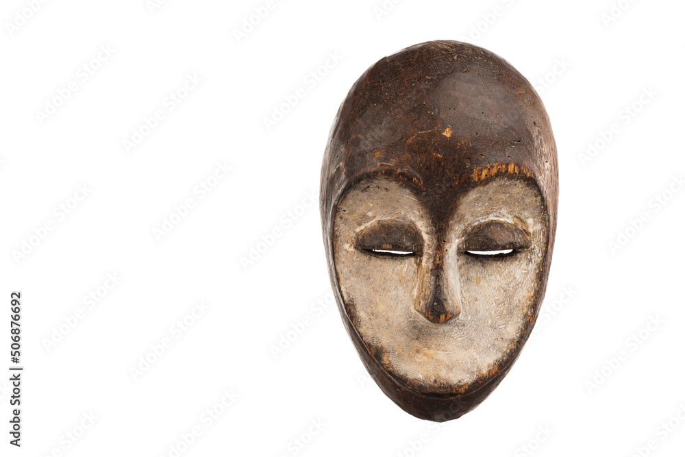 African mask from Gabon on a white background African mask from Gabon on a white background