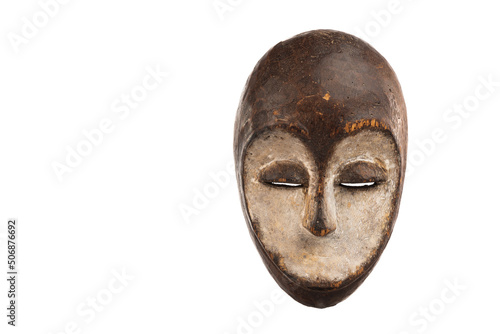 African mask from Gabon on a white background